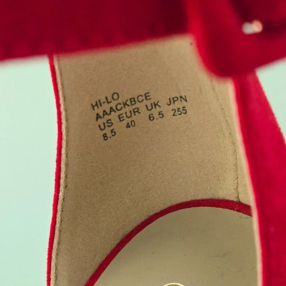 Dream Pairs Hi-lo Red Faux Suede Platform Ankle Strap Heels Size 8.5